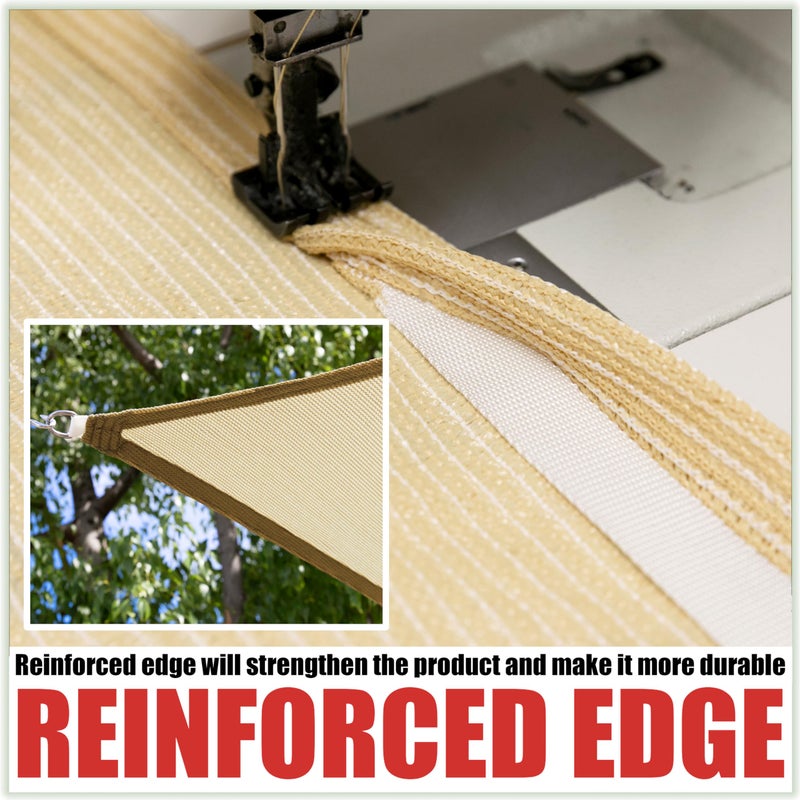 Royal Shade 32' x 32' x 32' Beige Triangle Sun Shade Sail Canopy Outdoor Patio Fabric Screen Awning RTAPT32-95% UV Blockage, Heavy Duty, Water & Air Permeable (We Make Custom Size) - Image 4
